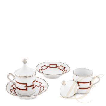 Чашка эспрессо с блюдцем и крышкой 0,08л, 2шт.  коллекции Catene Scarlatto бренда Richard Ginori