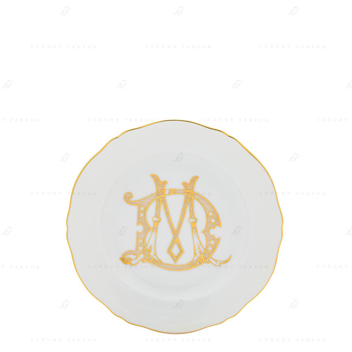 Тарелка закусочная 21см коллекции Corona Monogram Oro Brillante бренда Richard Ginori