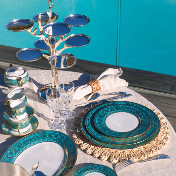 Тарелка закусочная 22см коллекции Matignon Bleu Piscine Or бренда Haviland