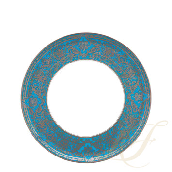 Тарелка тортовая 31,5см коллекции Matignon Bleu Piscine Platin бренда Haviland