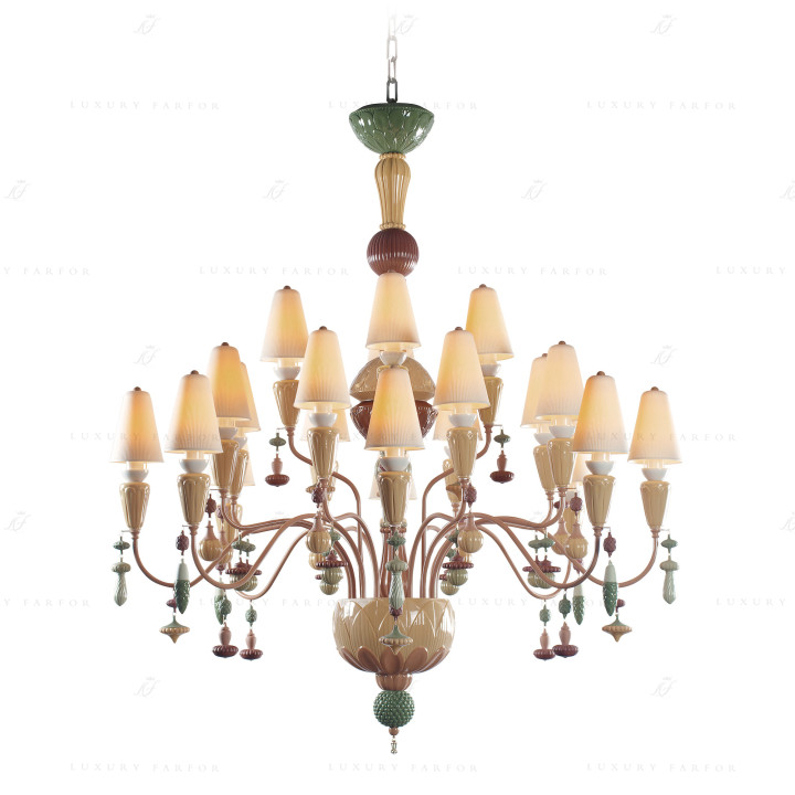 Люстра на 20 свечей (розовый / зеленый) 138 х 115см коллекции Ivy & Seed бренда Lladro