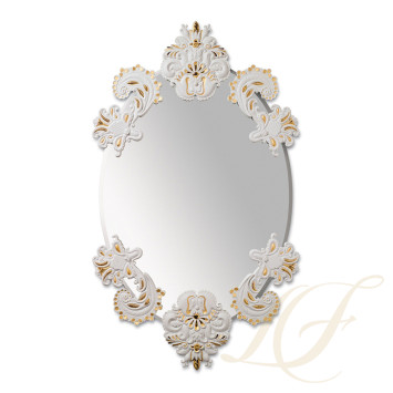 Зеркало овальное без рамки (белый / золотой) 92 x 53см коллекции Mirrors (Лимитированная серия) бренда Lladro