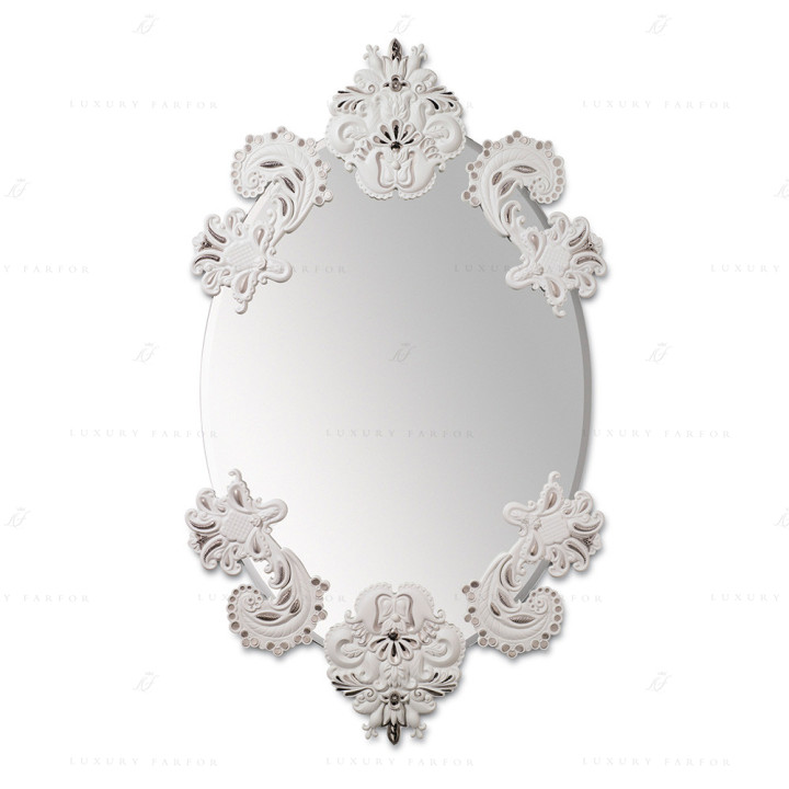 Зеркало овальное без рамки (белый / серебристый) 92 x 53см коллекции Mirrors (Лимитированная серия) бренда Lladro