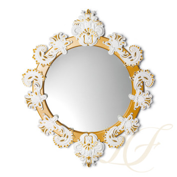 Зеркало круглое с рамкой (белый / золотой) 90 x 72см коллекции Mirrors (Лимитированная серия) бренда Lladro