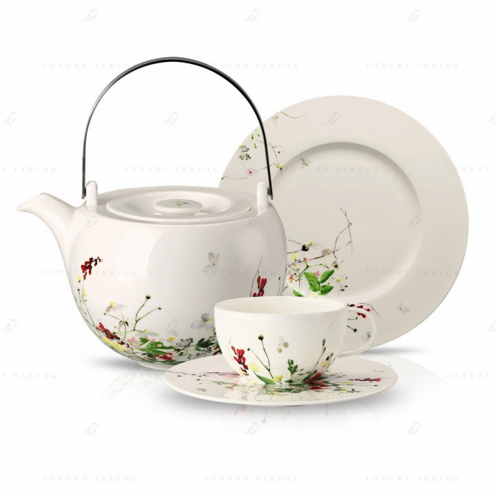 Чайный сервиз на 6 персон, 21 предмет коллекции Brillance Fleurs Sauvages бренда Rosenthal