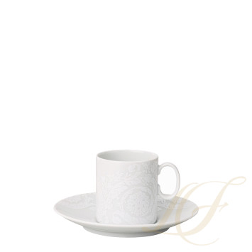 Чашка эспрессо с блюдцем 0,1л коллекции Barocco 92 Bianco бренда Rosenthal Versace