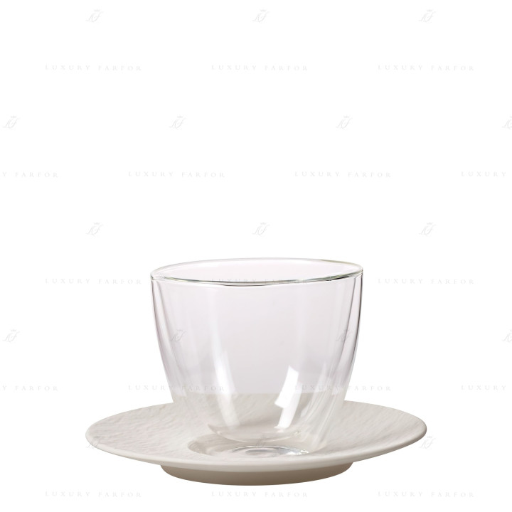 Чашка Café au lait с блюдцем 0,3л коллекции Manufacture Rock Blanc бренда Villeroy & Boch