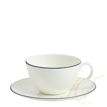 Чашка чайная с блюдцем 260мл коллекции Gio Blue Line бренда Wedgwood