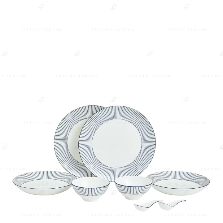 Набор из 8 предметов коллекции Gio Pinstripe White бренда Wedgwood