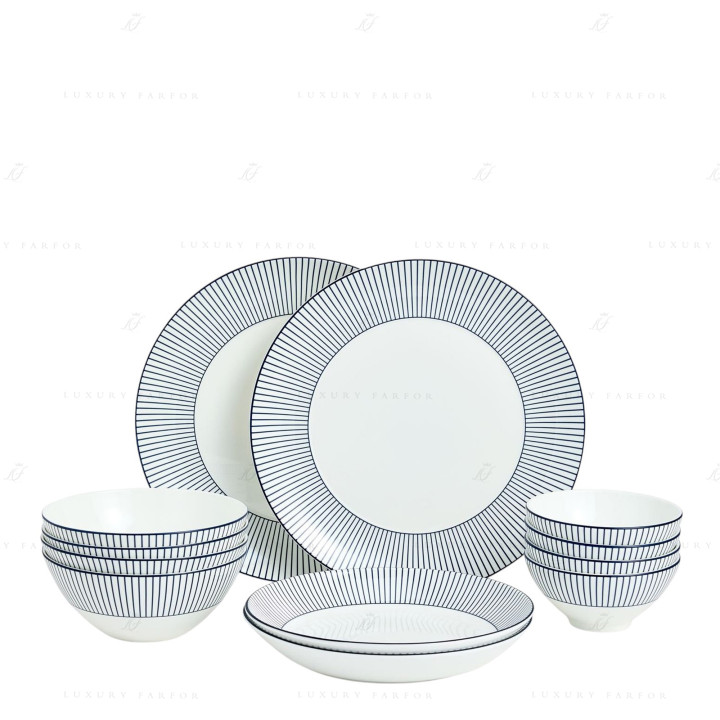 Набор из 12 предметов коллекции Gio Pinstripe White бренда Wedgwood