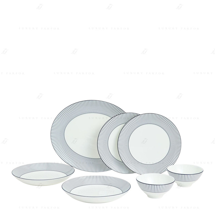 Набор из 7 предметов коллекции Gio Pinstripe White бренда Wedgwood
