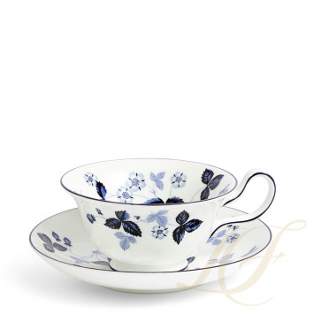 Чашка чайная с блюдцем 177мл коллекции Wild Strawberry Inky Blue бренда Wedgwood