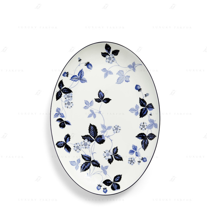 Блюдо овальное 30см коллекции Wild Strawberry Inky Blue бренда Wedgwood